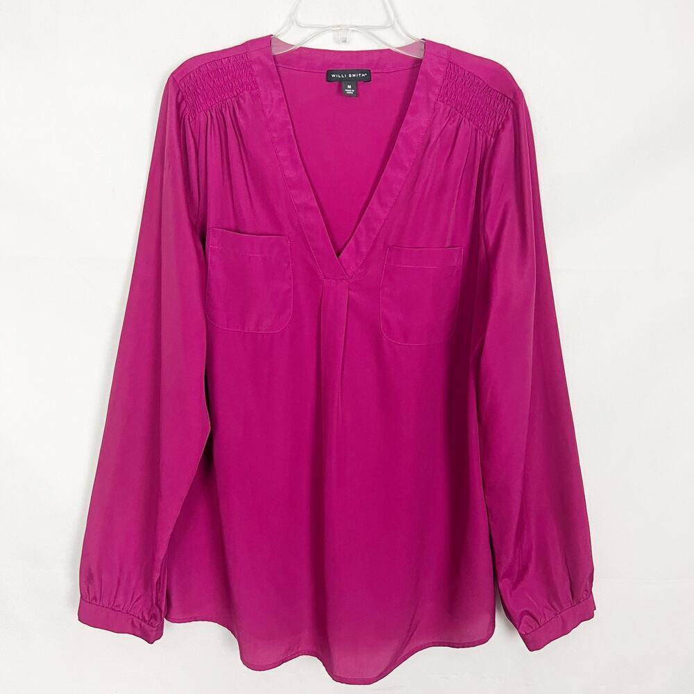 Willi Smith Fuchsia Pullover Long Sleeve Top Size Medium